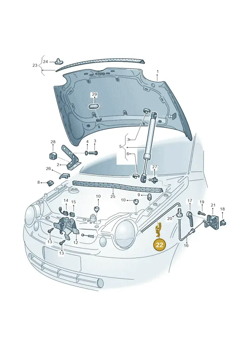 7D0955747A — Volkswagen LUPO/3L TDI (2003-2005) diagram 231823100, position 22