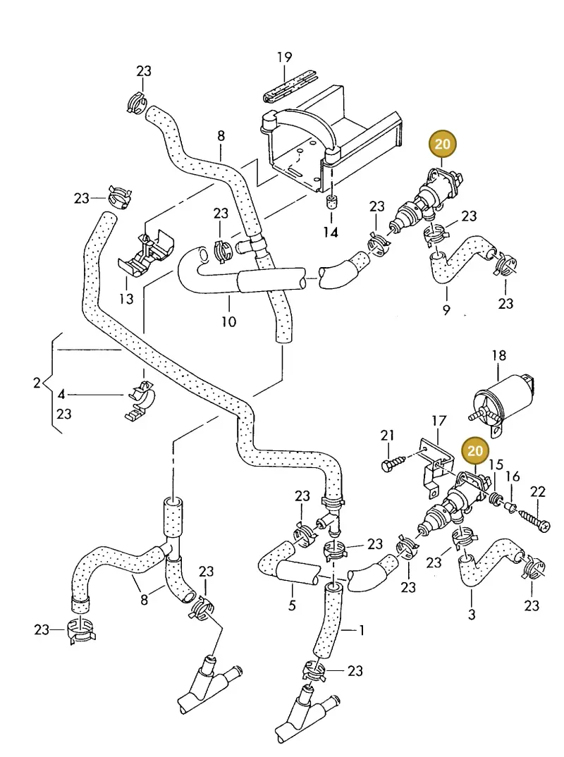 7D0963375 — Volkswagen TRANSPORTER SYNCRO (1996-2003) diagram 187819250, position 20