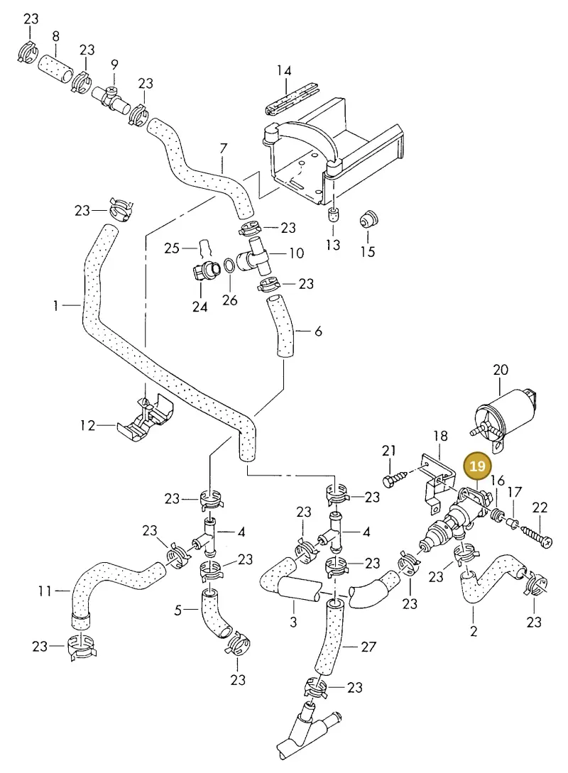 7D0963375 — Volkswagen TRANSPORTER SYNCRO (1996-2003) diagram 230819290, position 19