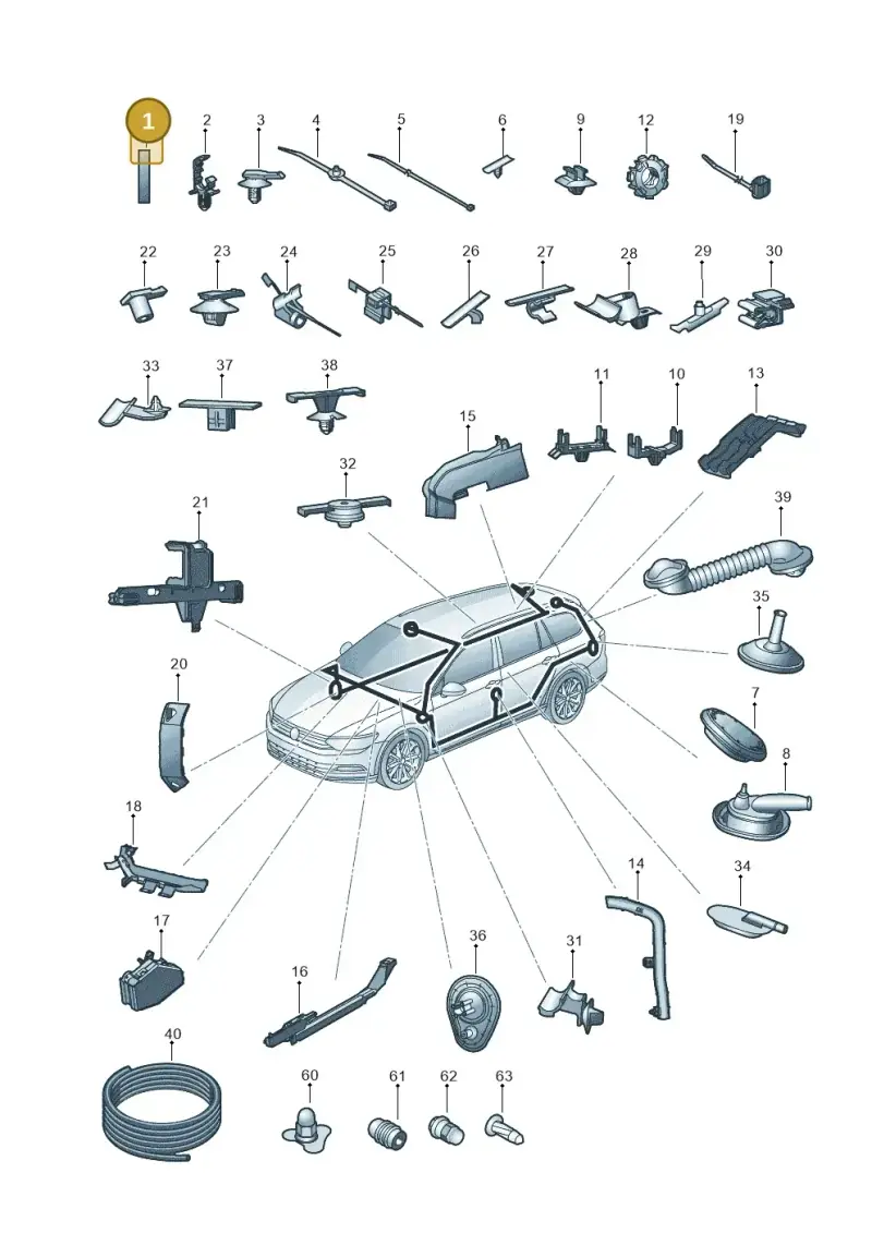 7D0971798 — Volkswagen Passat saloon (2014-2024) diagram 793971920, position 1