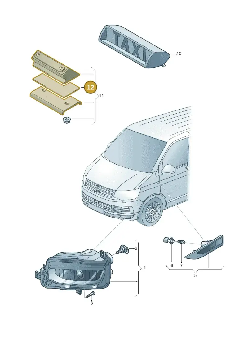 7D0971798 — Volkswagen Caravelle (2015-2019) diagram 861941400, position 12