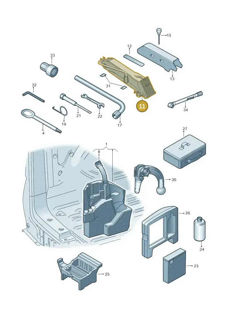 7E0011031K — Volkswagen Transport. multivan (2019-2024) diagram 861011010, position 11