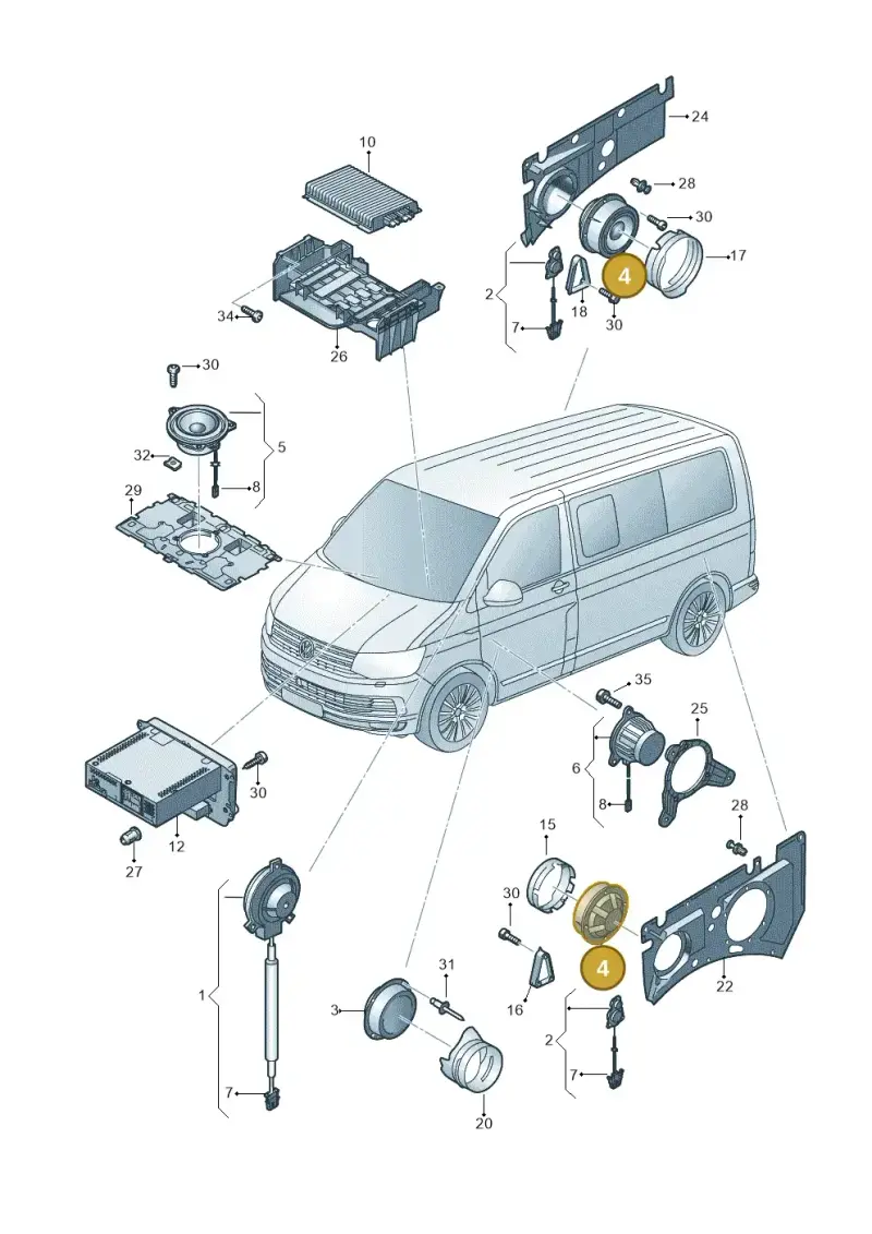 7E0035453B — Volkswagen Caravelle (2015-2019) diagram 861035350, position 4