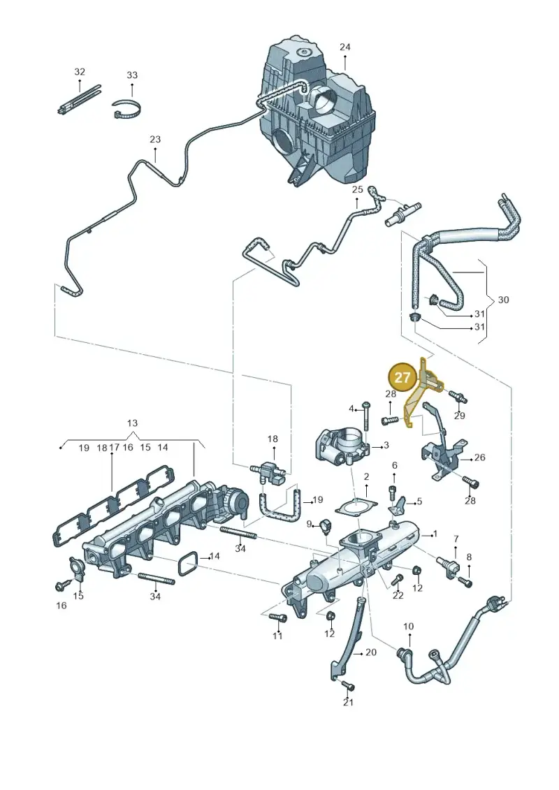 7E0133362B — Volkswagen Caravelle (2015-2019) diagram 731133100, position 27