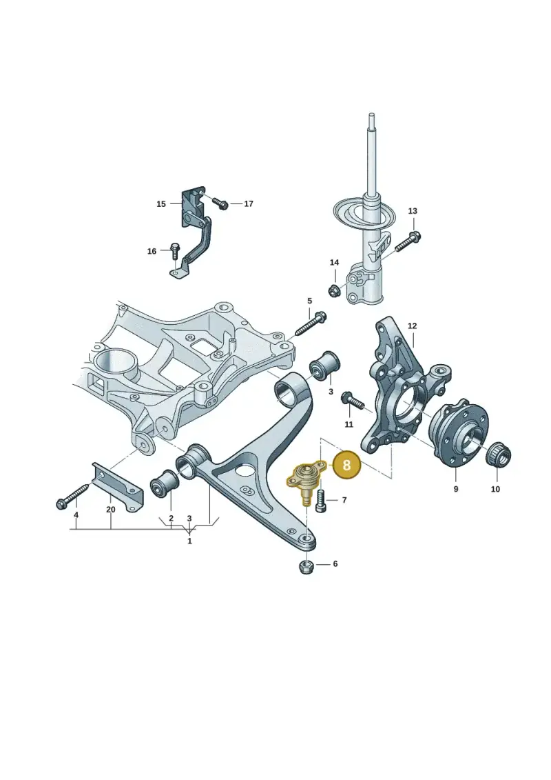7E0407361A — Volkswagen Multivan (2021-) diagram 7t0407000, position 8