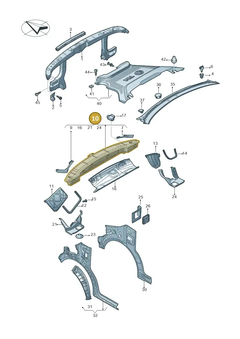 7E0805095C — Volkswagen Transport. multivan (2019-2024) diagram 861805000, position 10
