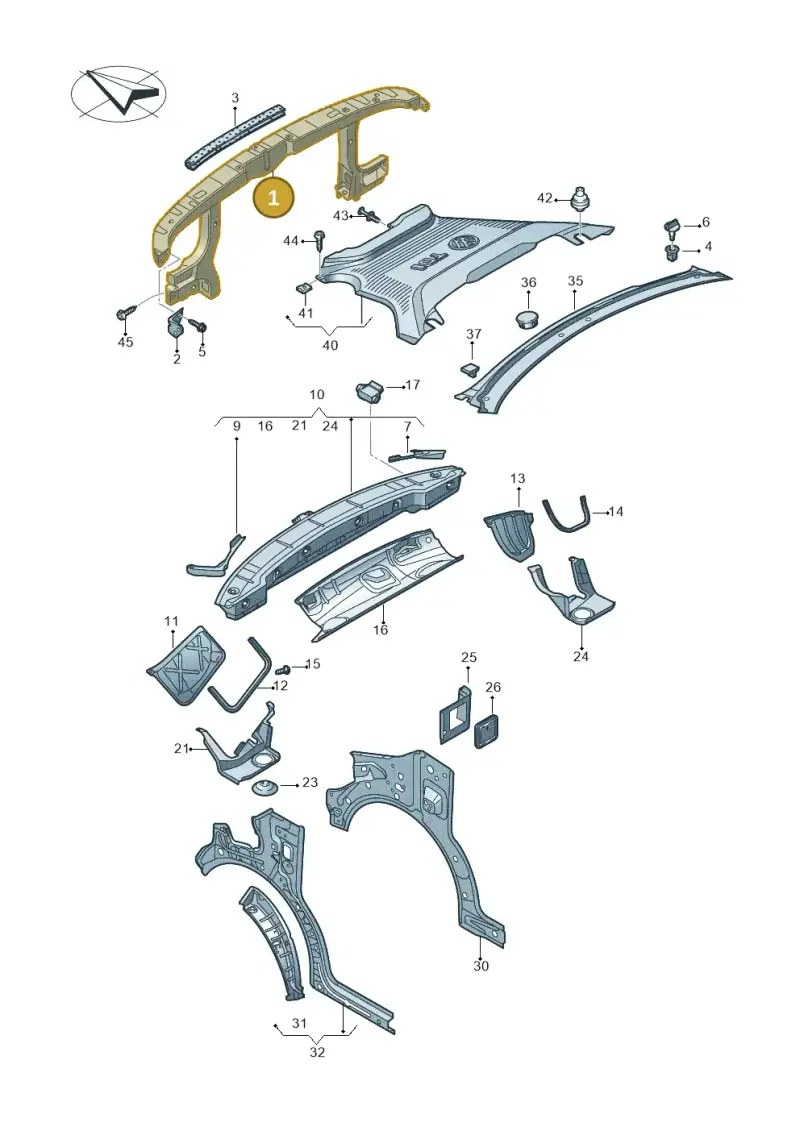 7E0805594S — Volkswagen Transport. multivan (2019-2024) diagram 861805000, position 1