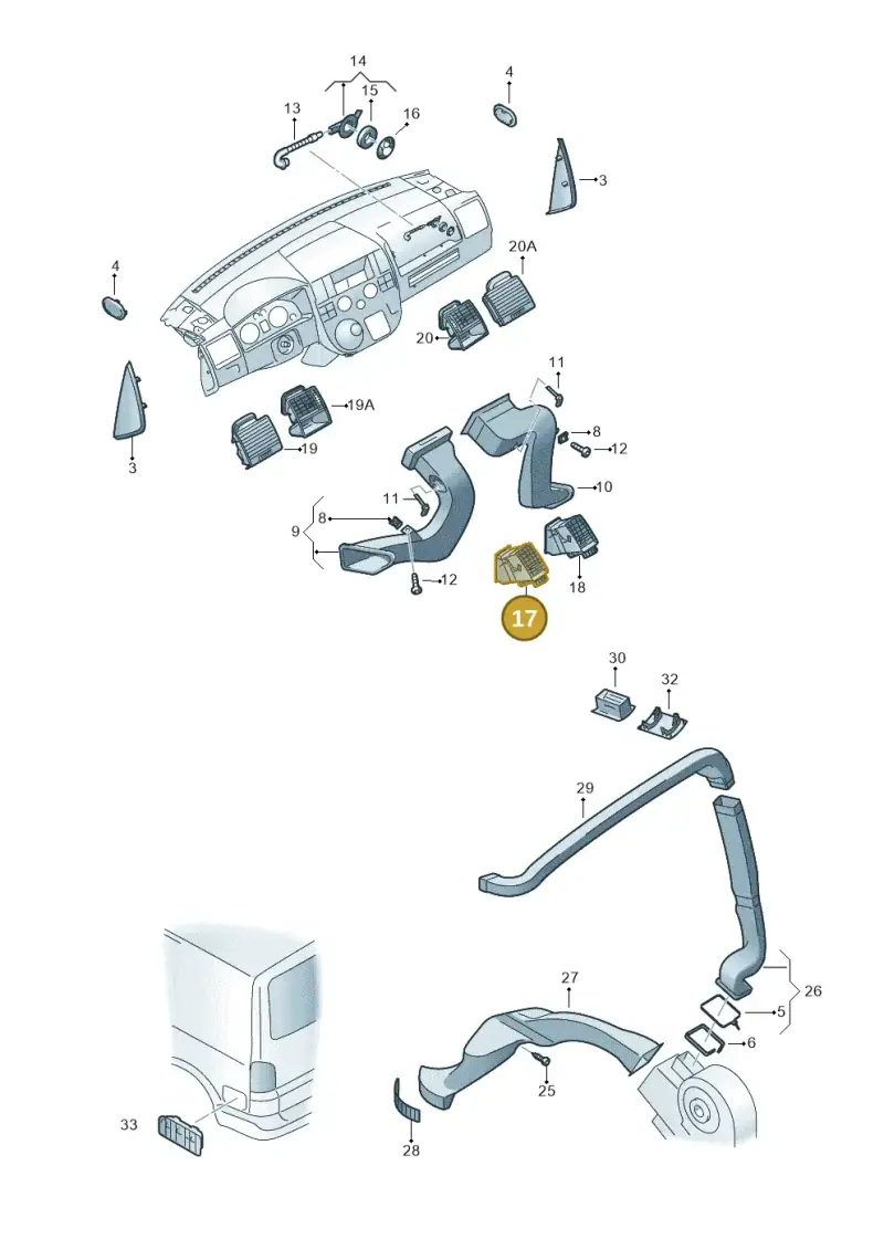 7E0815705D9B9 — Volkswagen California Camper (2011-2015) diagram 733819050, position 17