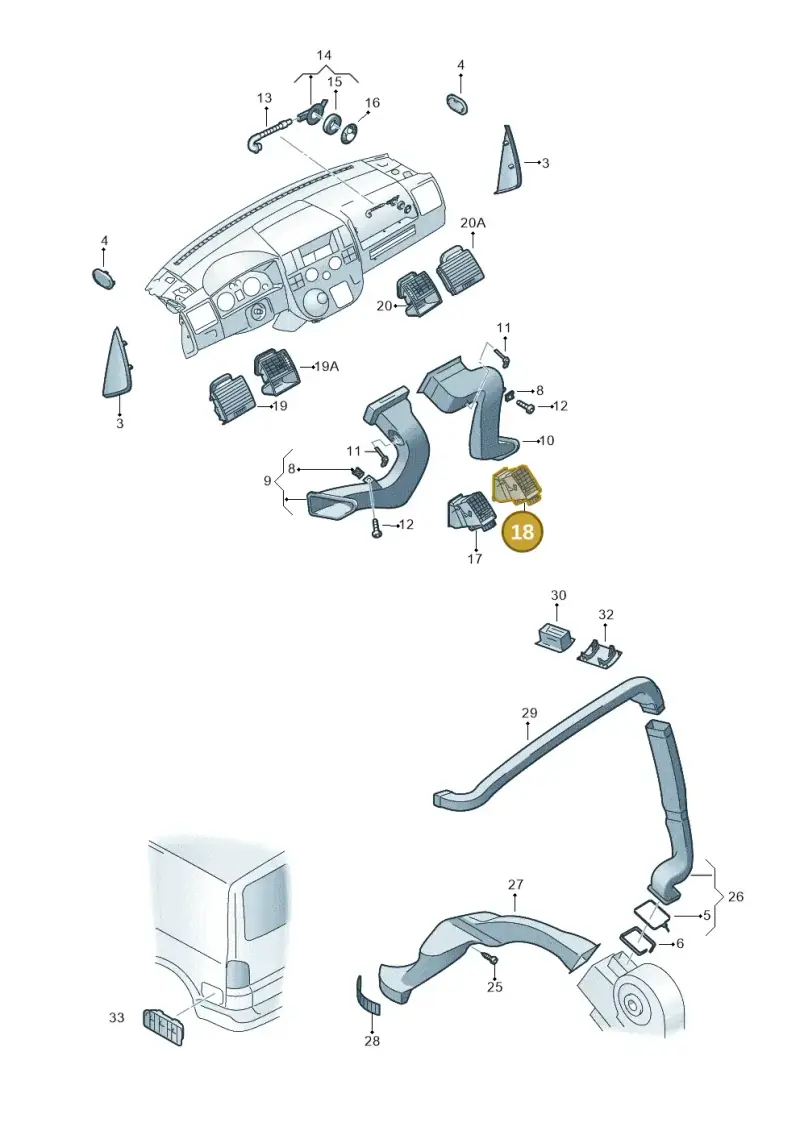 7E0815706D9B9 — Volkswagen California Camper (2011-2015) diagram 733819050, position 18