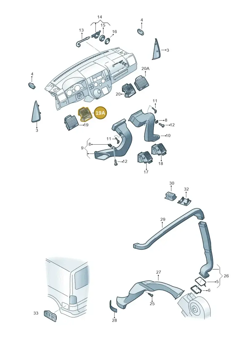 7E0819203FV80 — Volkswagen California Camper (2011-2015) diagram 733819050, position 19A