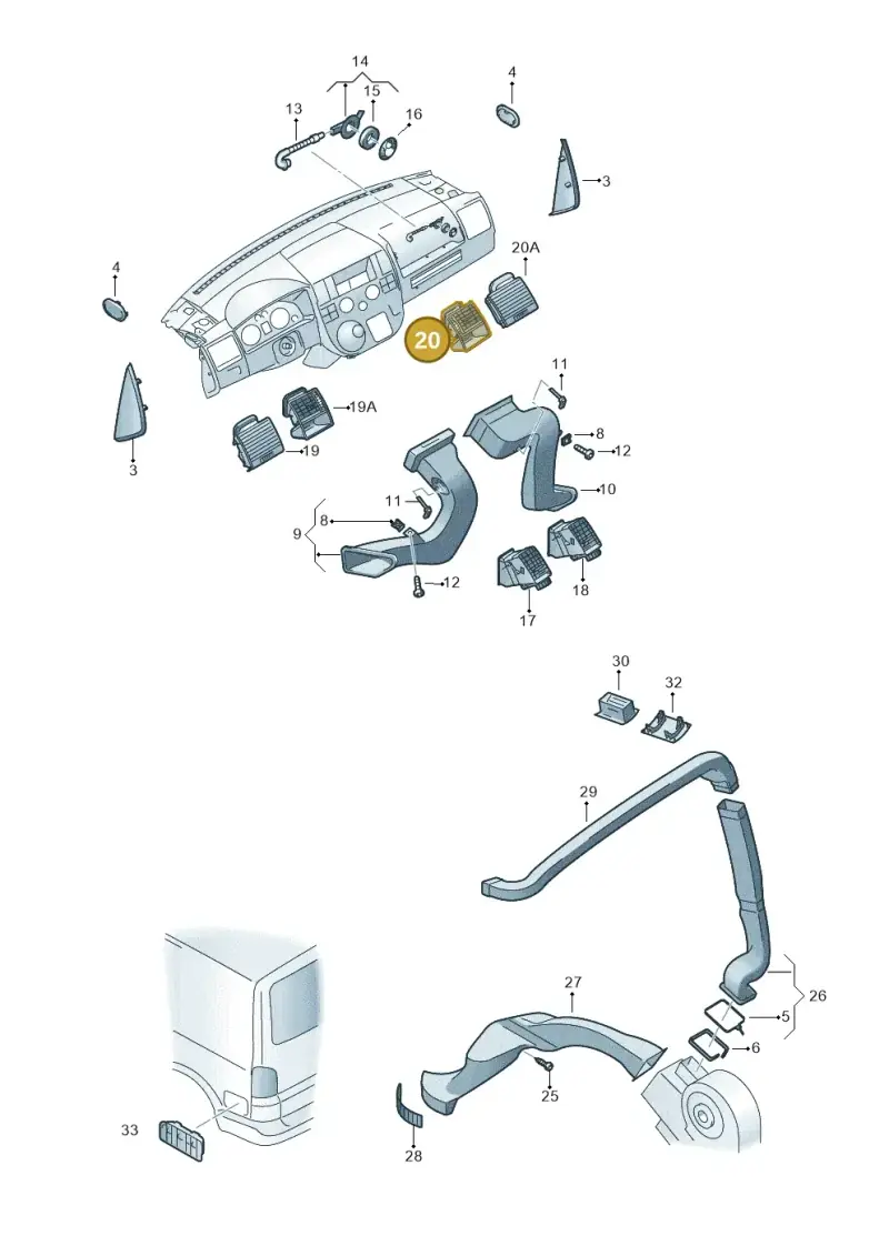 7E0819204FV80 — Volkswagen California Camper (2011-2015) diagram 733819050, position 20