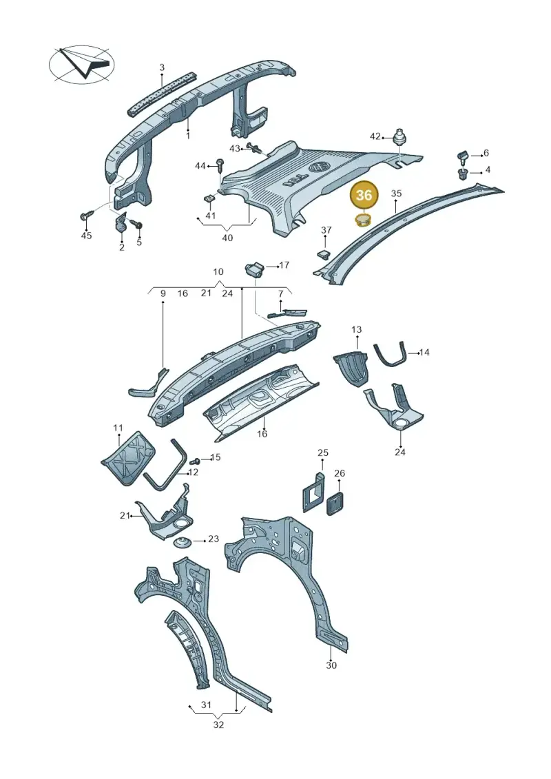 7E0819425 — Volkswagen Transport. multivan (2019-2024) diagram 861805000, position 36