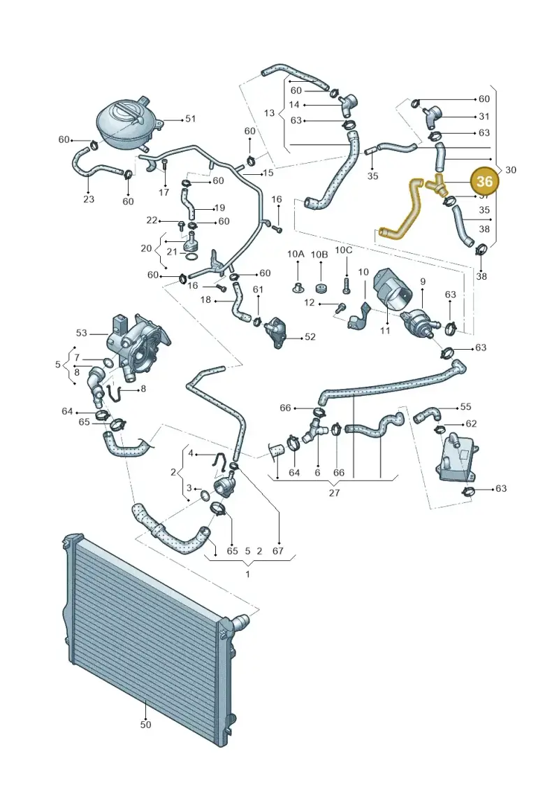 7E0820295B — Volkswagen Teramont (2021-2023) diagram 809121220, position 36