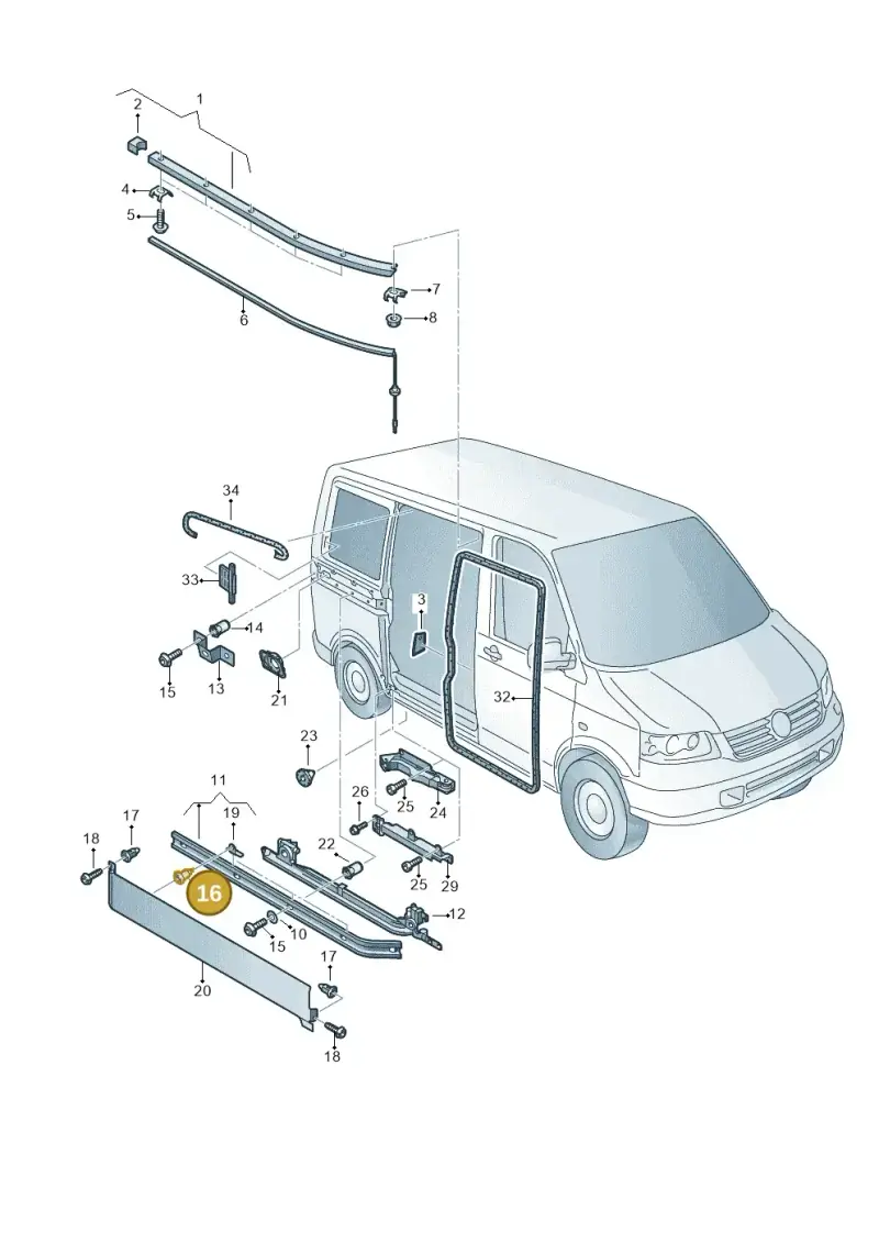 7E0843514 — Volkswagen Transp. caravelle (2011-2015) diagram 410843500, position 16