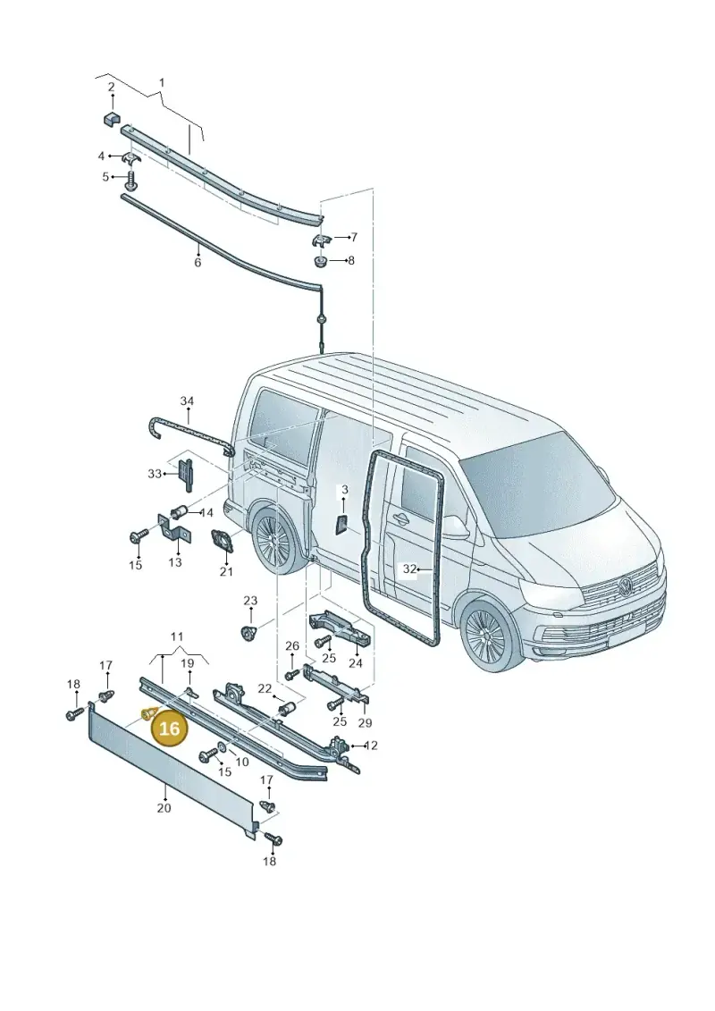 7E0843514 — Volkswagen Transport. multivan (2019-2024) diagram 861843500, position 16