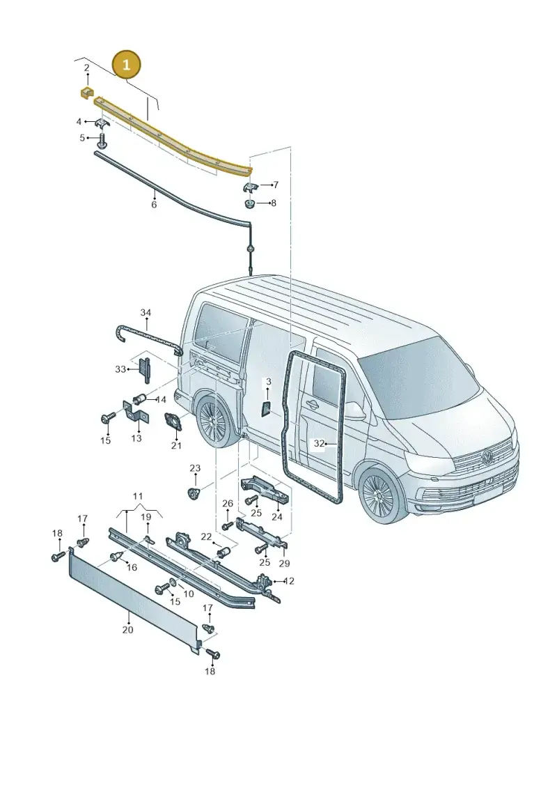 7E0843859A — Volkswagen Transport. multivan (2019-2024) diagram 861843500, position 1