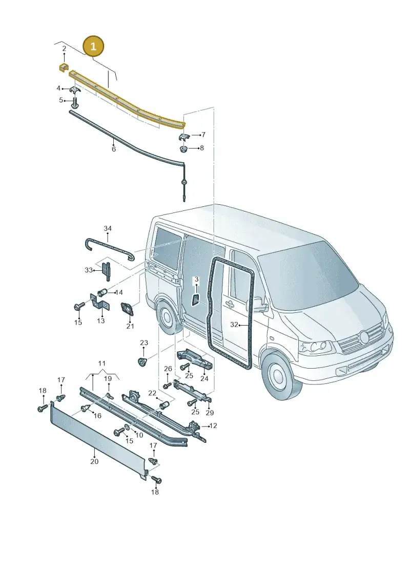 7E0843860A — Volkswagen Transp. caravelle (2011-2015) diagram 410843500, position 1