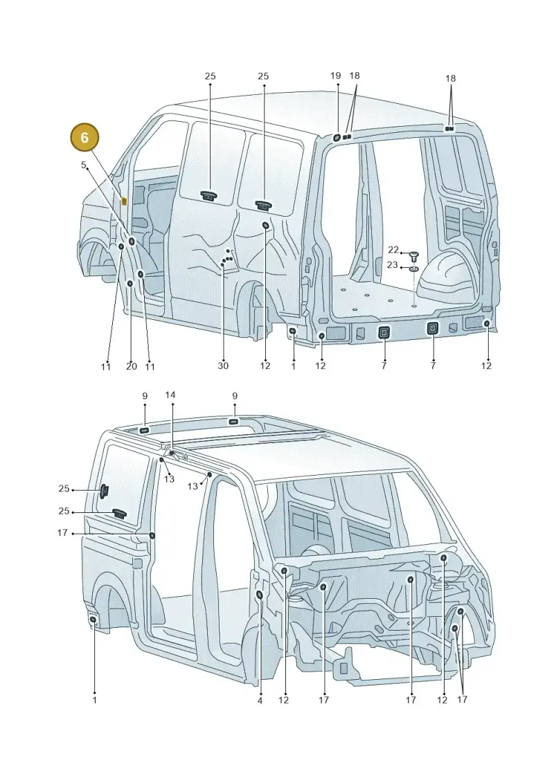 7E0868103 — Volkswagen Transport. multivan (2019-2024) diagram 861803360, position 6