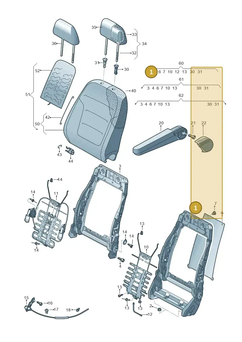 7E0881045T — Volkswagen Transp. caravelle (2011-2015) diagram 679881500, position 1