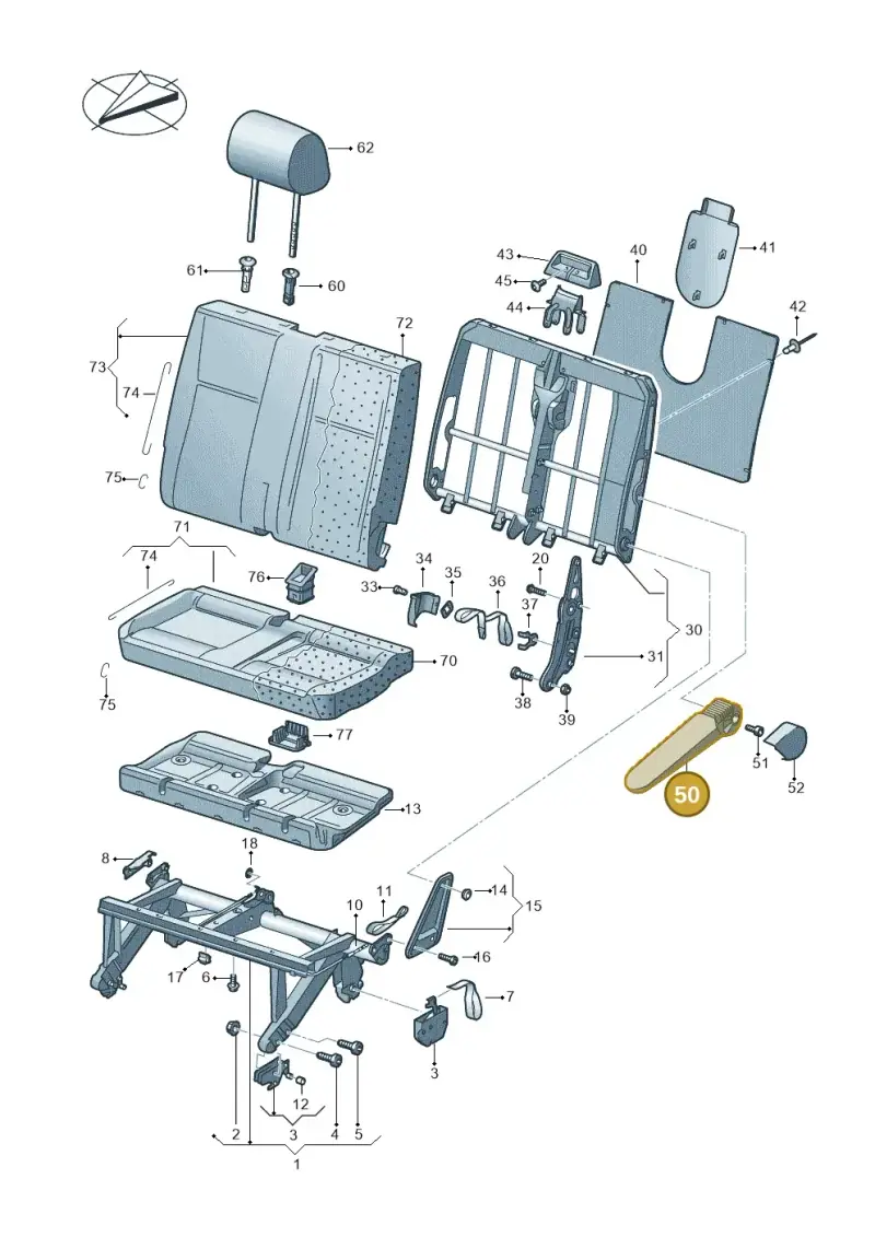 7E0881082HOTF — Volkswagen Caravelle (2015-2019) diagram 861883000, position 50