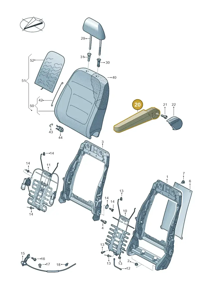 7E0881082HOTF — Volkswagen Caravelle (2015-2019) diagram 861881500, position 20
