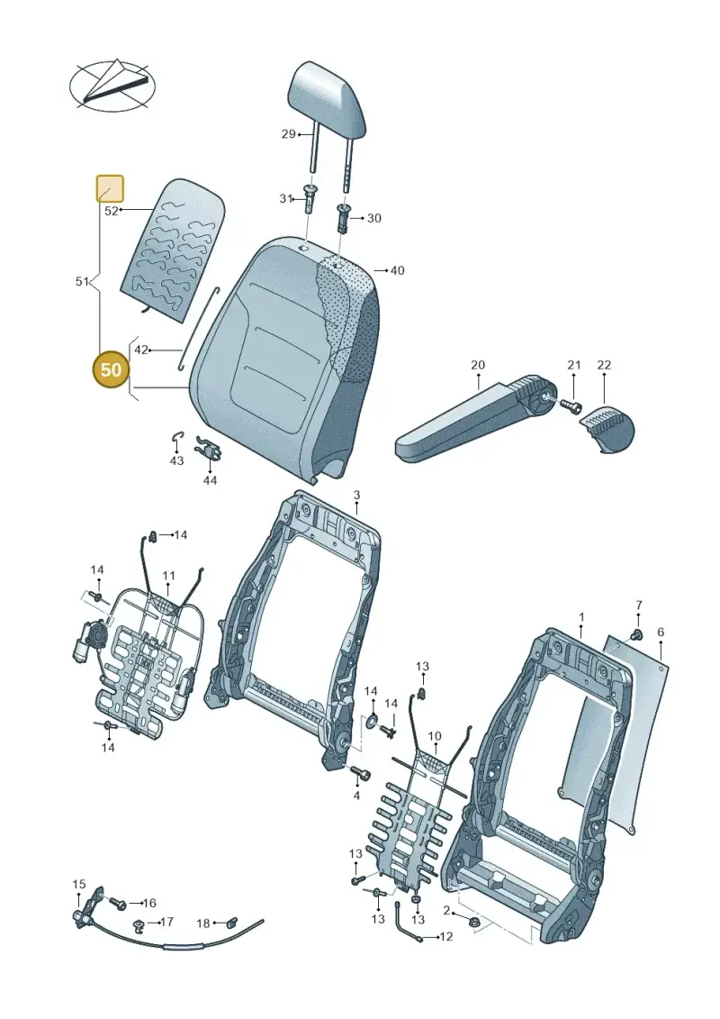 7E0881805FQHVT — Volkswagen Caravelle (2015-2019) diagram 861881500, position 50