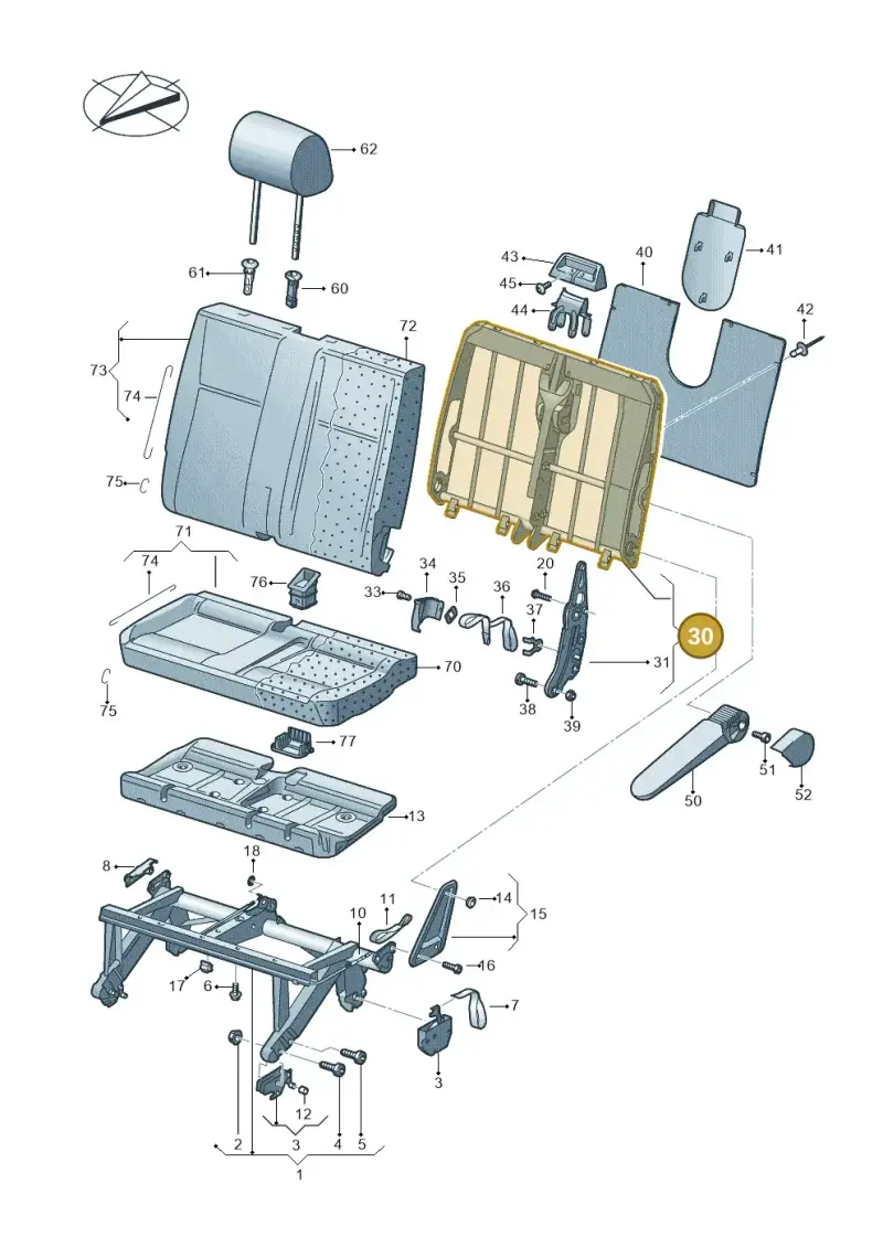 7E0883045BC — Volkswagen Caravelle (2019-2024) diagram 861883000, position 30