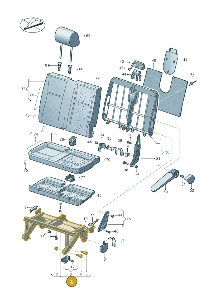 7E0883669S01A — Volkswagen Caravelle (2019-2024) diagram 861883000, position 1