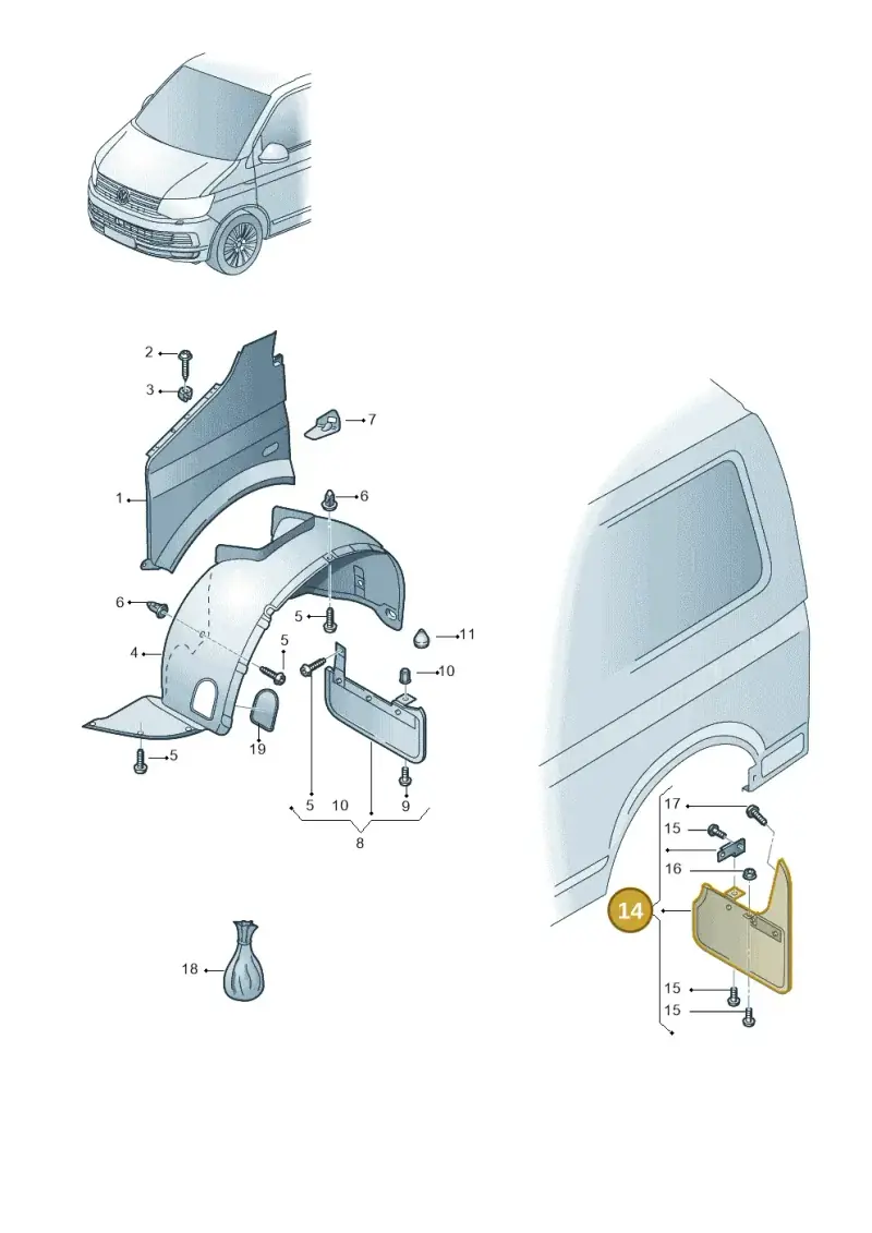 7E0898812 — Volkswagen Caravelle (2015-2019) diagram 861821100, position 14
