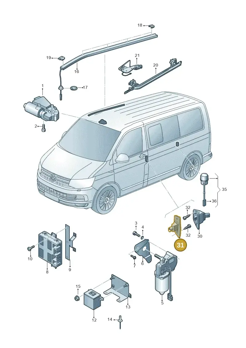 7E0907497 — Volkswagen Caravelle (2015-2019) diagram 861959000, position 31