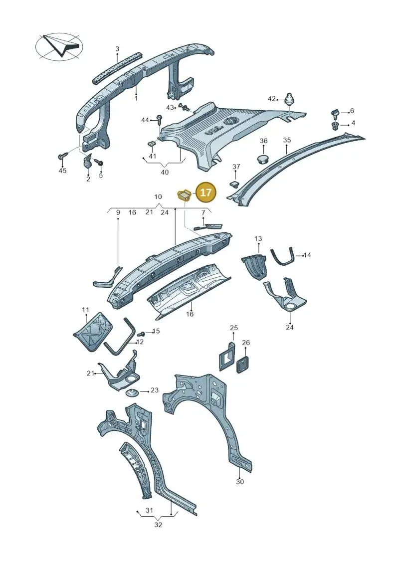 7E0907643 — Volkswagen Transport. multivan (2019-2024) diagram 861805000, position 17