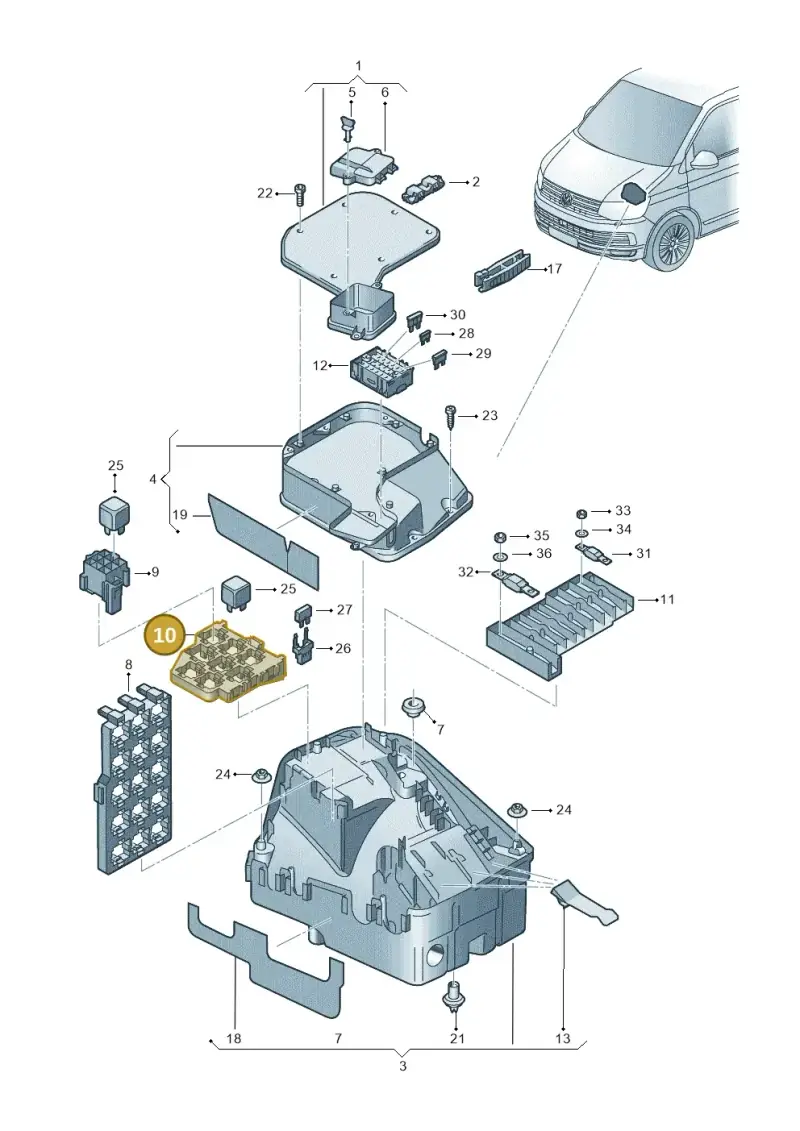 7E0937503D — Volkswagen Caravelle (2015-2019) diagram 861937100, position 10