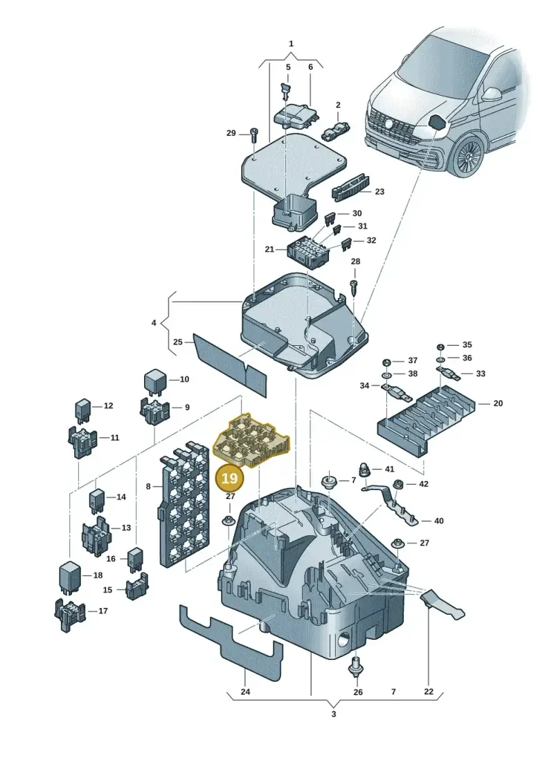 7E0937503D — Volkswagen Transport. multivan (2019-2024) diagram 7ep937020, position 19
