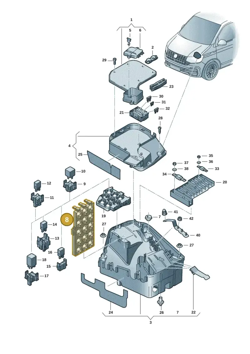 7E0937545B — Volkswagen Transport. multivan (2019-2024) diagram 7ep937020, position 8