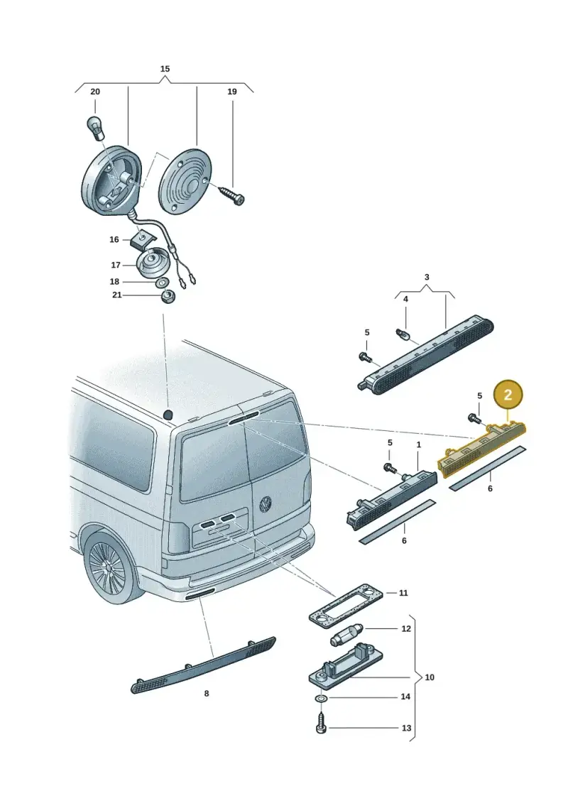 7E0945097J — Volkswagen Caravelle (2019-2024) diagram 7ep945020, position 2