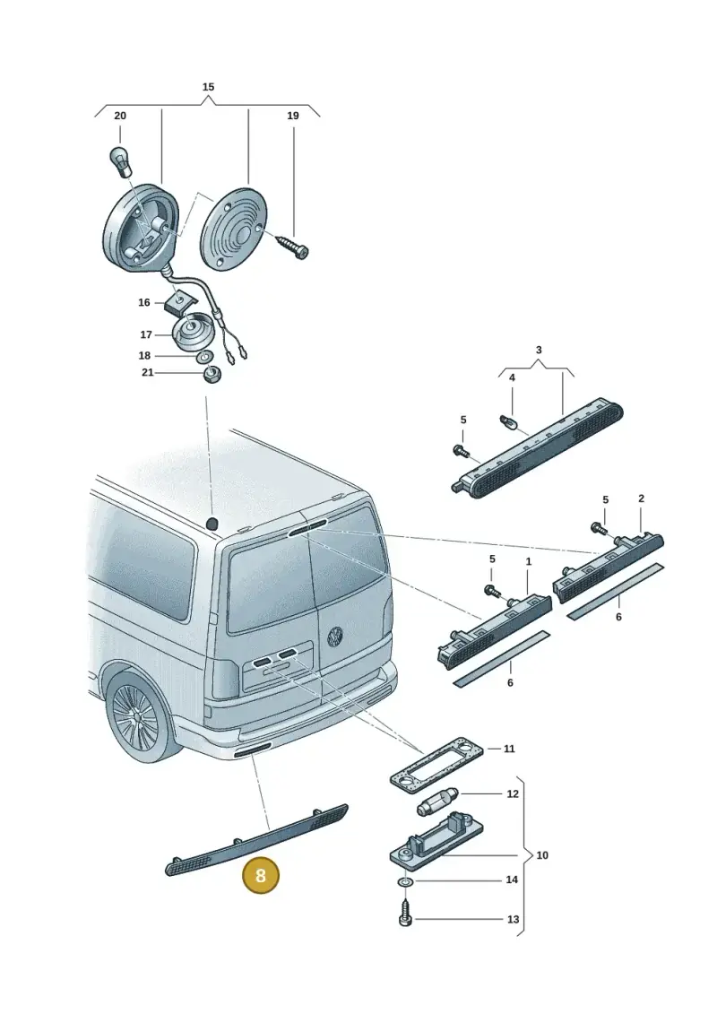 7E0945105A — Volkswagen Caravelle (2019-2024) diagram 7ep945020, position 8