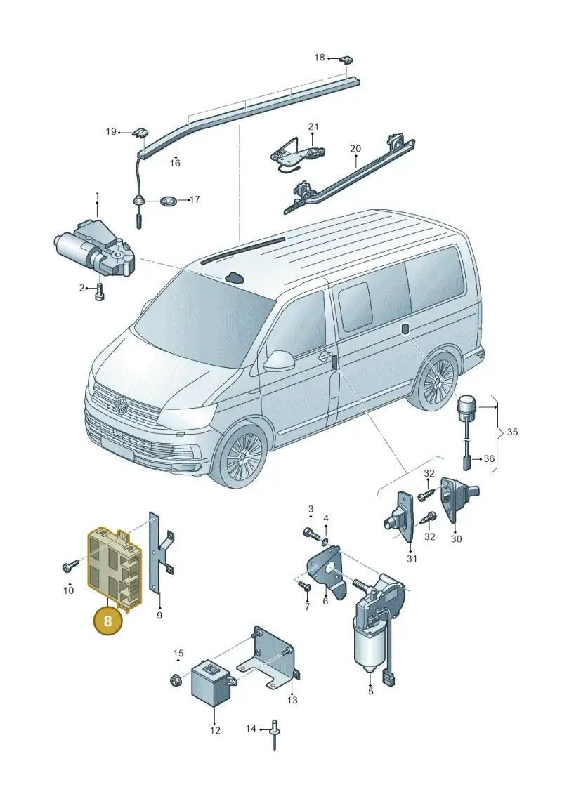 7E0959243D — Volkswagen Caravelle (2015-2019) diagram 861959000, position 8