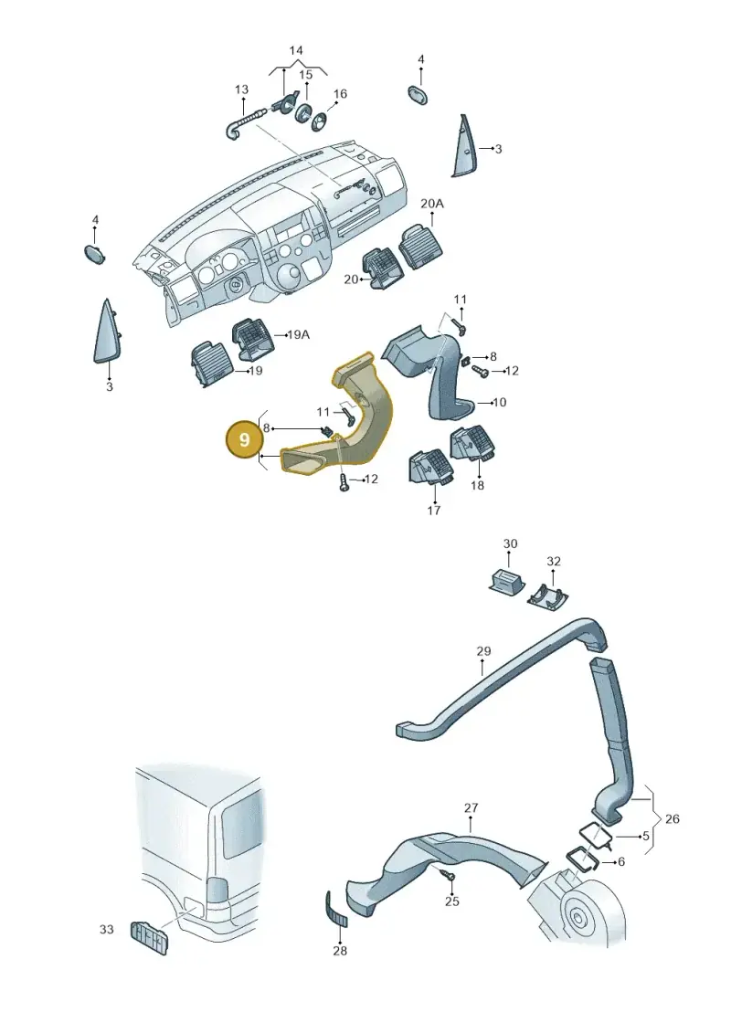 7E5819657 — Volkswagen California Camper (2011-2015) diagram 733819050, position 9
