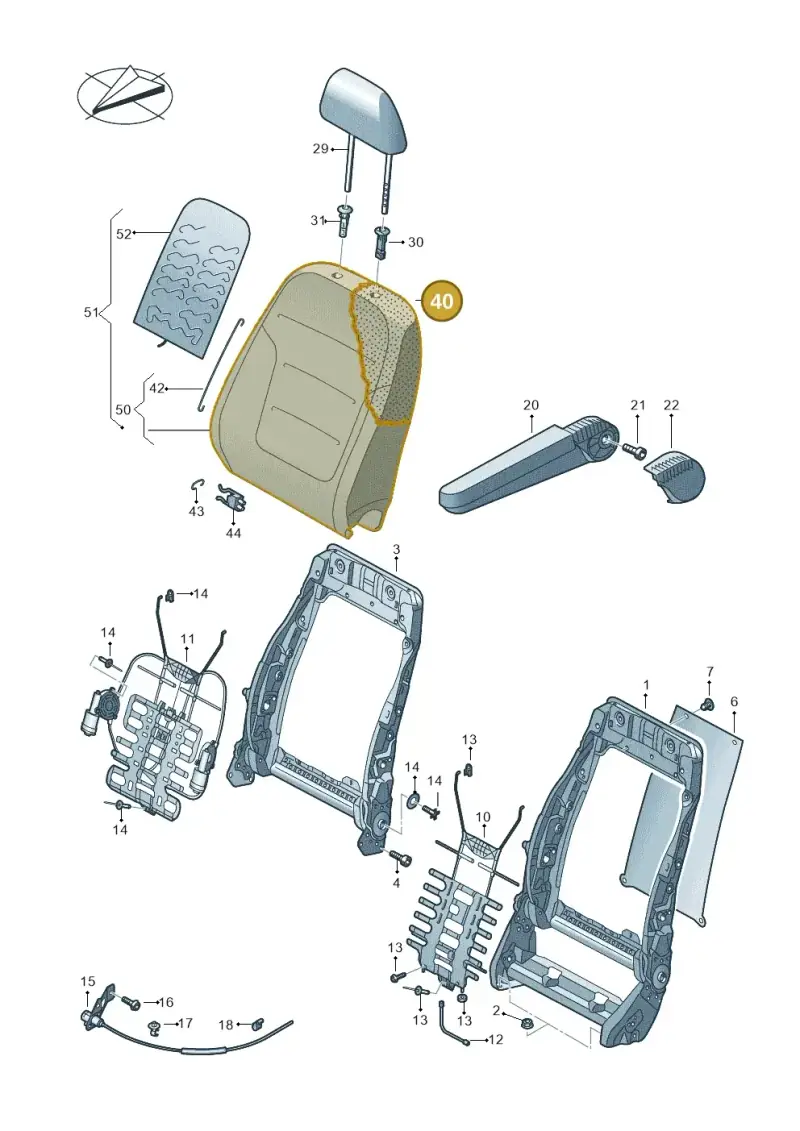 7E9881776 — Volkswagen Caravelle (2015-2019) diagram 861881500, position 40