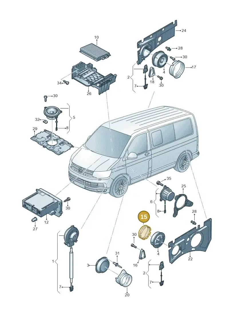 7H0035217A — Volkswagen Caravelle (2015-2019) diagram 861035350, position 15