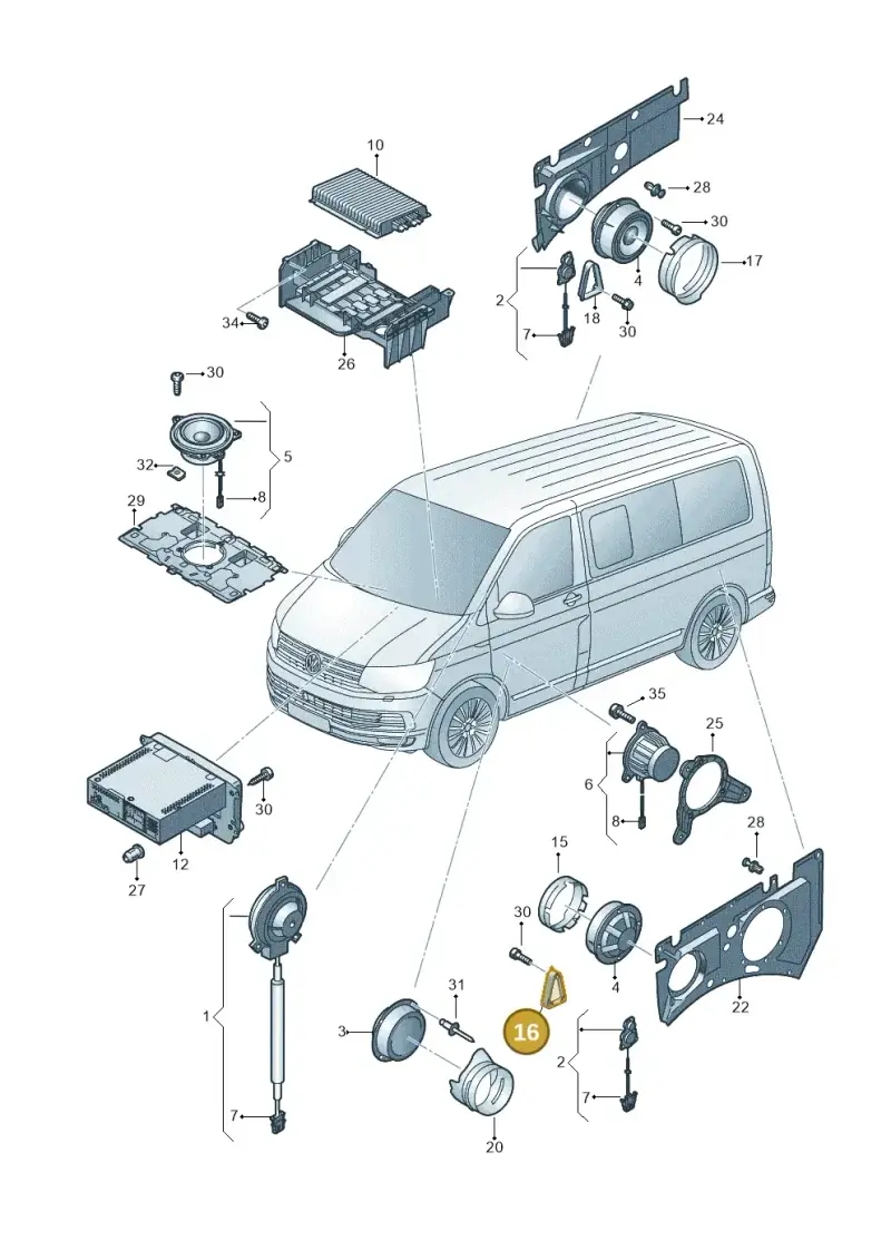 7H0035217B — Volkswagen Caravelle (2015-2019) diagram 861035350, position 16
