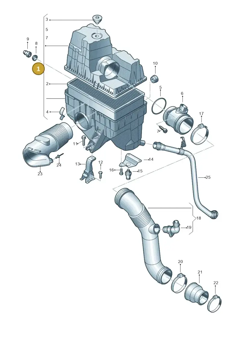 7H0129607K — Volkswagen Transp. caravelle (2008-2009) diagram 410129000, position 1