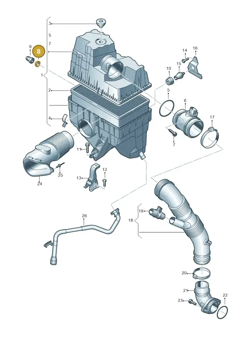 7H0129757 — Volkswagen California Camper (2008-2009) diagram 410129200, position 8