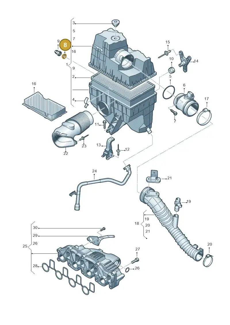 7H0129757 — Volkswagen Transp. caravelle (2009-2011) diagram 680129200, position 8