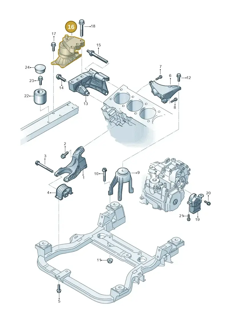 7H0199256F — Volkswagen Transp. caravelle (2008-2009) diagram 410199200, position 16