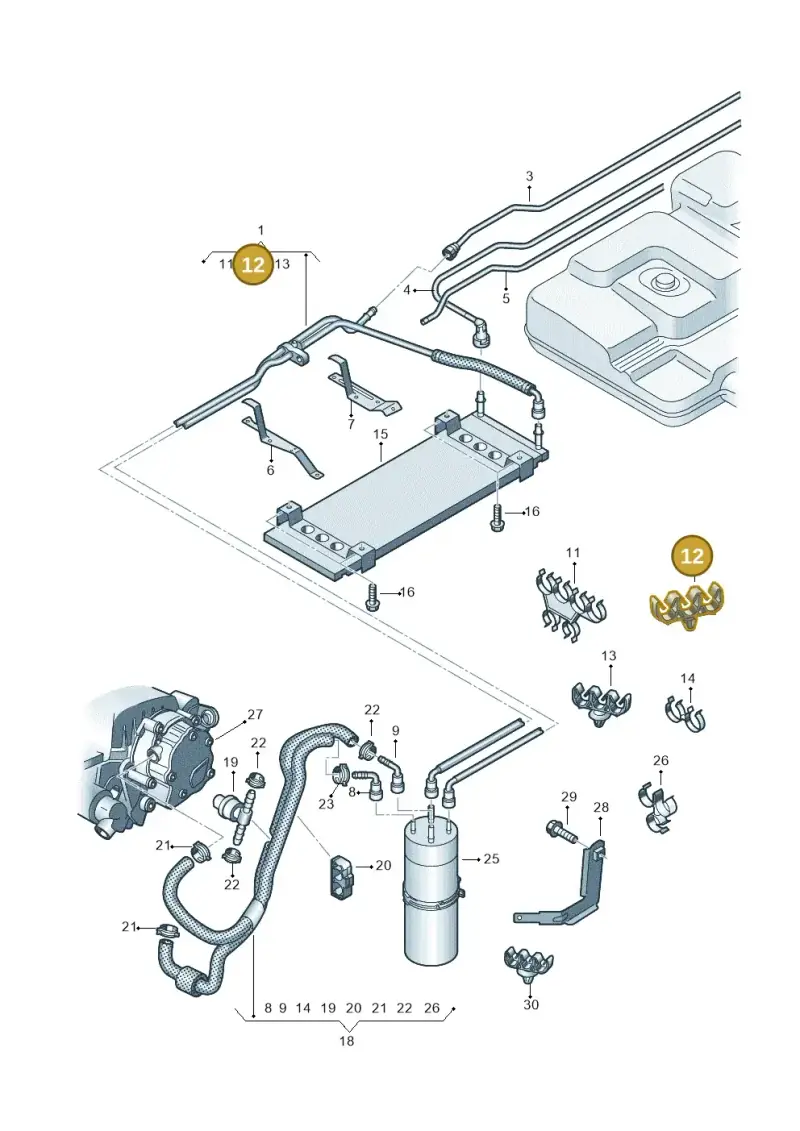 7H0201449A — Volkswagen Transp. caravelle (2008-2009) diagram 628201250, position 12