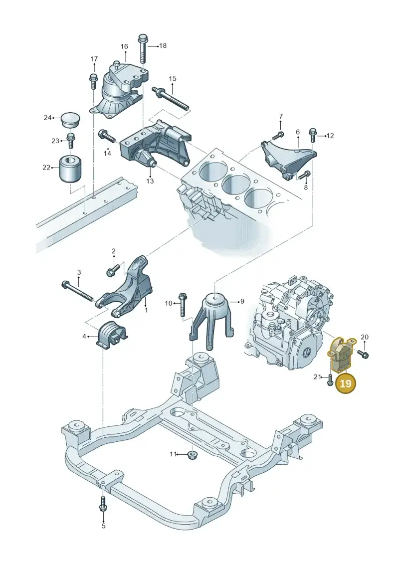 7H0399151G — Volkswagen Transp. caravelle (2008-2009) diagram 410199200, position 19