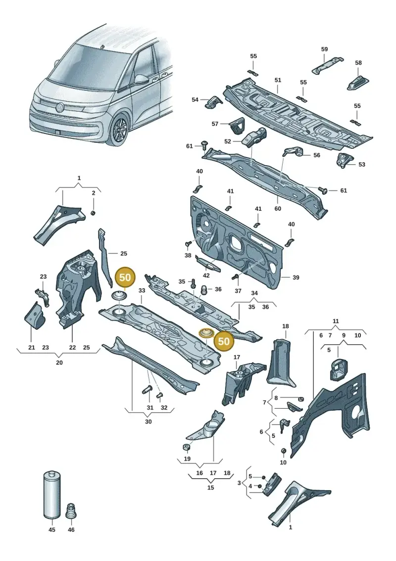 7H0805585 — Volkswagen Multivan (2021-) diagram 7t0805200, position 50