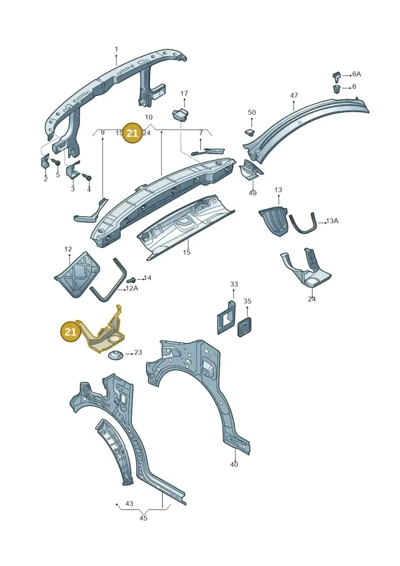 7H0806269D — Volkswagen Transp. caravelle (2011-2015) diagram 410805000, position 21