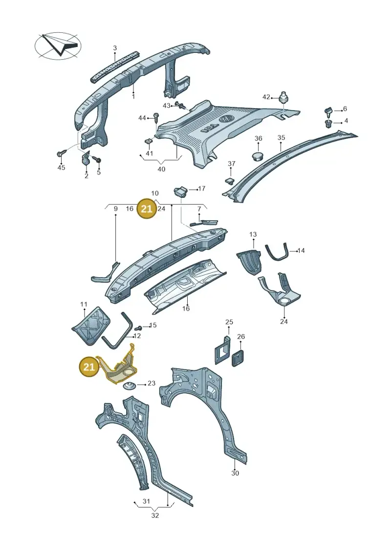 7H0806269D — Volkswagen Transport. multivan (2019-2024) diagram 861805000, position 21